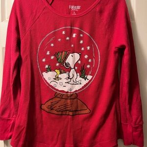 Peanuts Red Women’s Long Sleeve Pajama Shirt